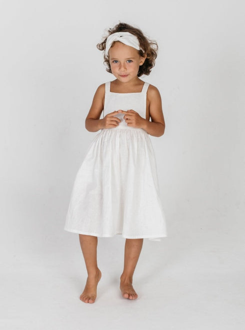 Hemp open back dress in White